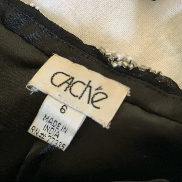 SOLD Stunning Vintage Y2K Asymmetrical Beaded Dress Cache Sz 6 - Picture 13 of 16